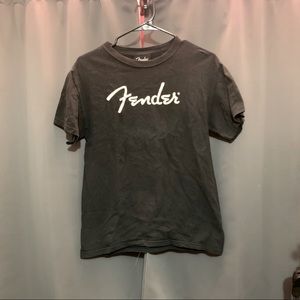 Men’s Small Fender Guitar Logo Shirt in Black.